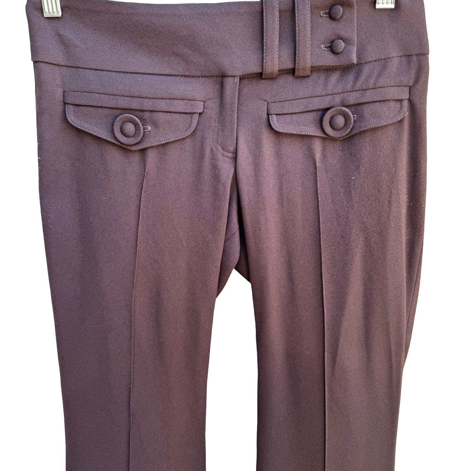 Louis Verdad Y2K Minimalist Professional Brown Flare Leg Wide Waistband Pant 2