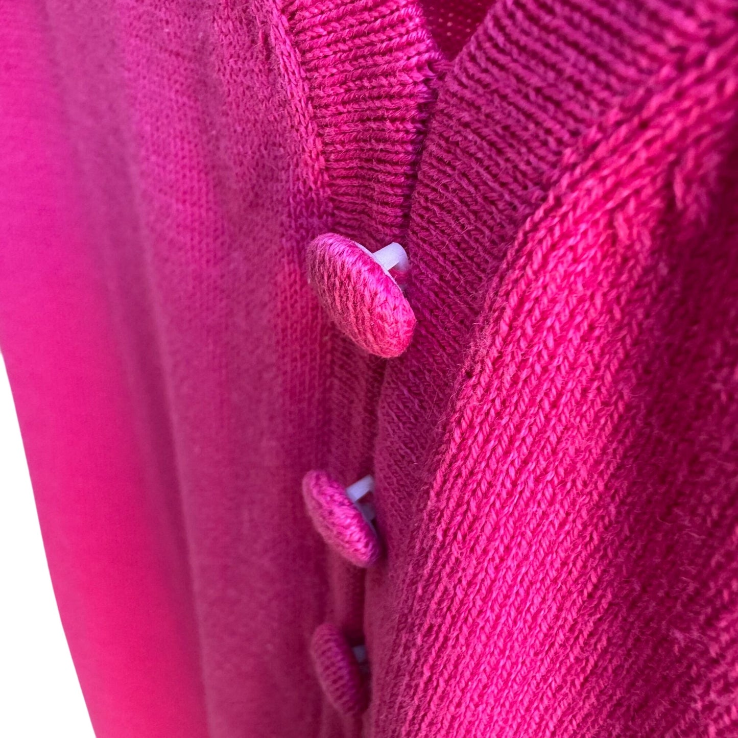 Imagio Vintage Womens Pink Button Tight Knit Short Sleeve Cardigan Sweater XL