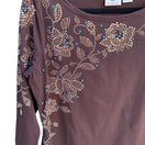Switch Diane Gilman DG2 Brown Studded Turquoise Boat Neck Floral 3/4 Sleeve Top Women M 3 image