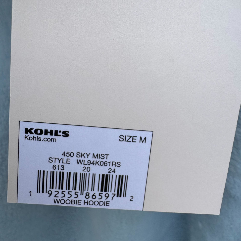 Lauren Conrad Blue Fuzzy Woobie Hoodie Sweatshirt Satin Drawstring Cozy Womens M