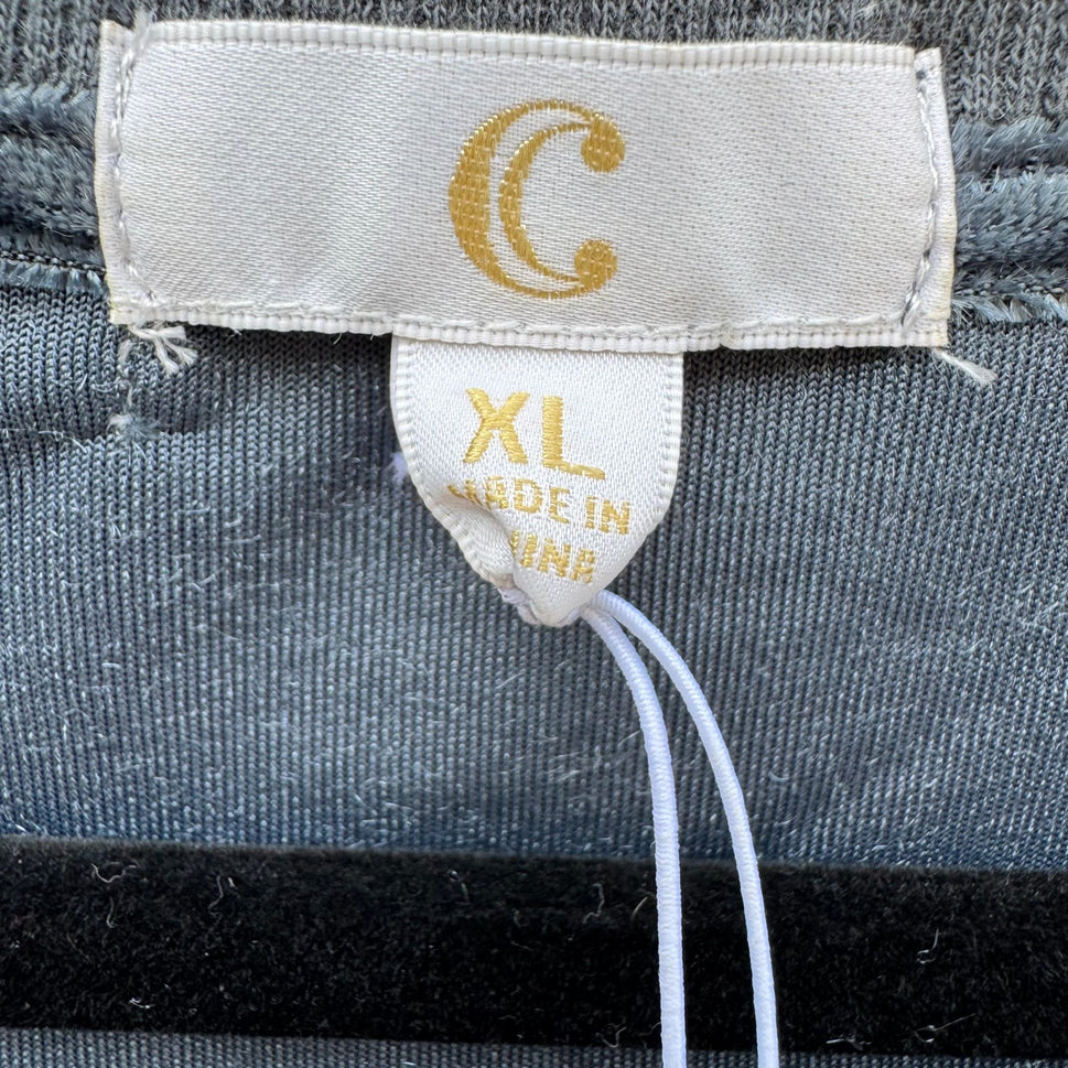 Charming Charlie Crushed Velvet Long Sleeve Top Ruffle Sleeve Fairytale Frost XL