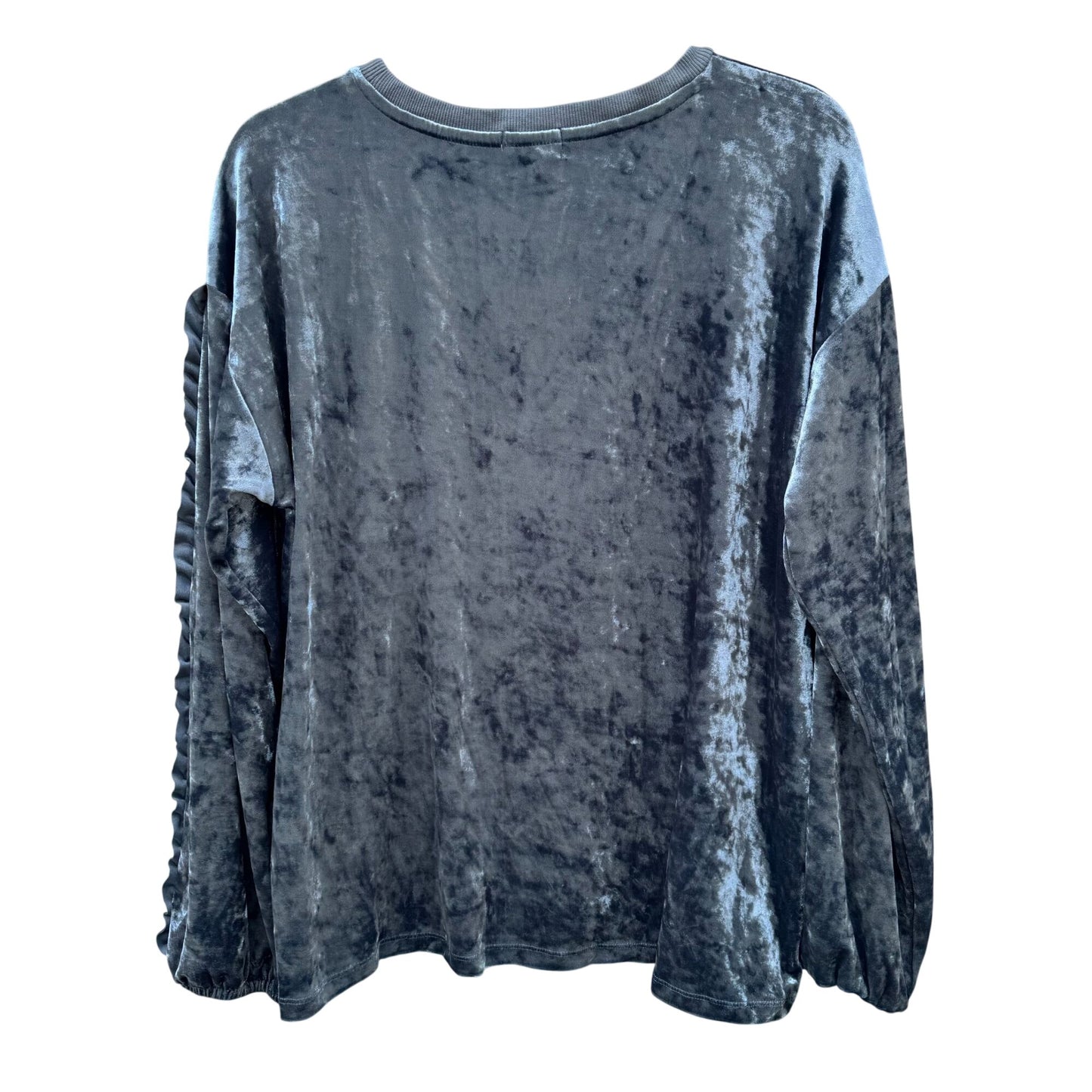 Charming Charlie Crushed Velvet Long Sleeve Top Ruffle Sleeve Fairytale Frost XL