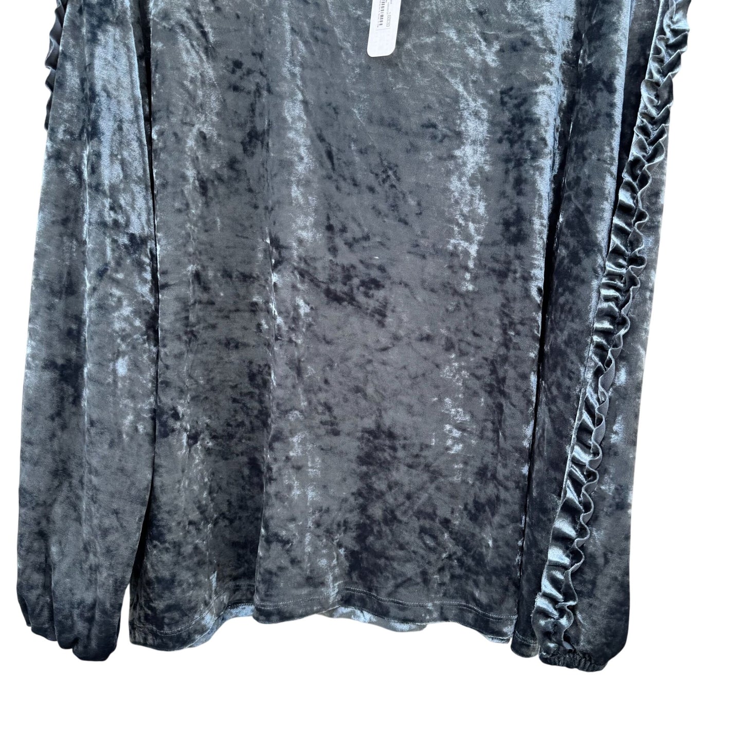 Charming Charlie Crushed Velvet Long Sleeve Top Ruffle Sleeve Fairytale Frost XL