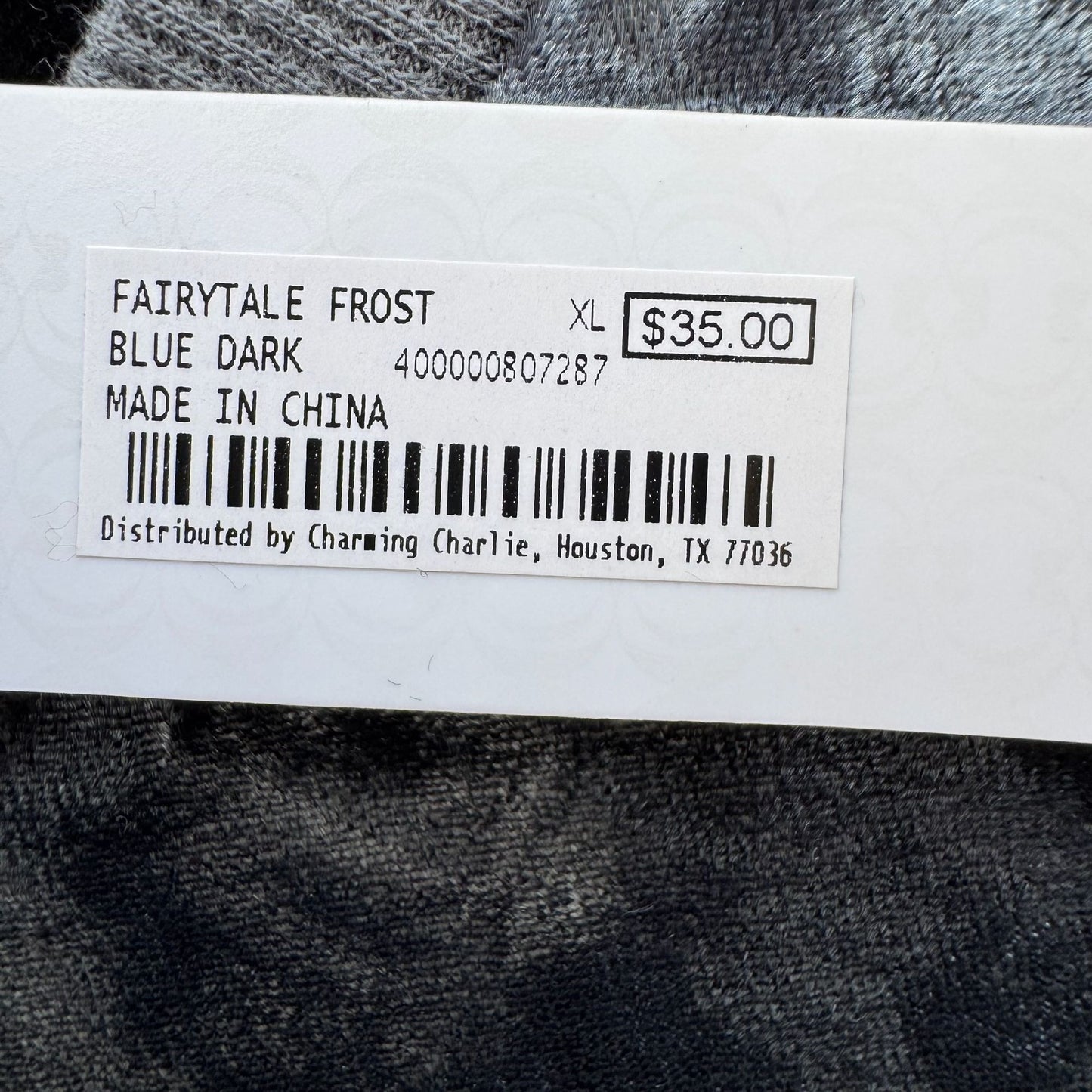 Charming Charlie Crushed Velvet Long Sleeve Top Ruffle Sleeve Fairytale Frost XL