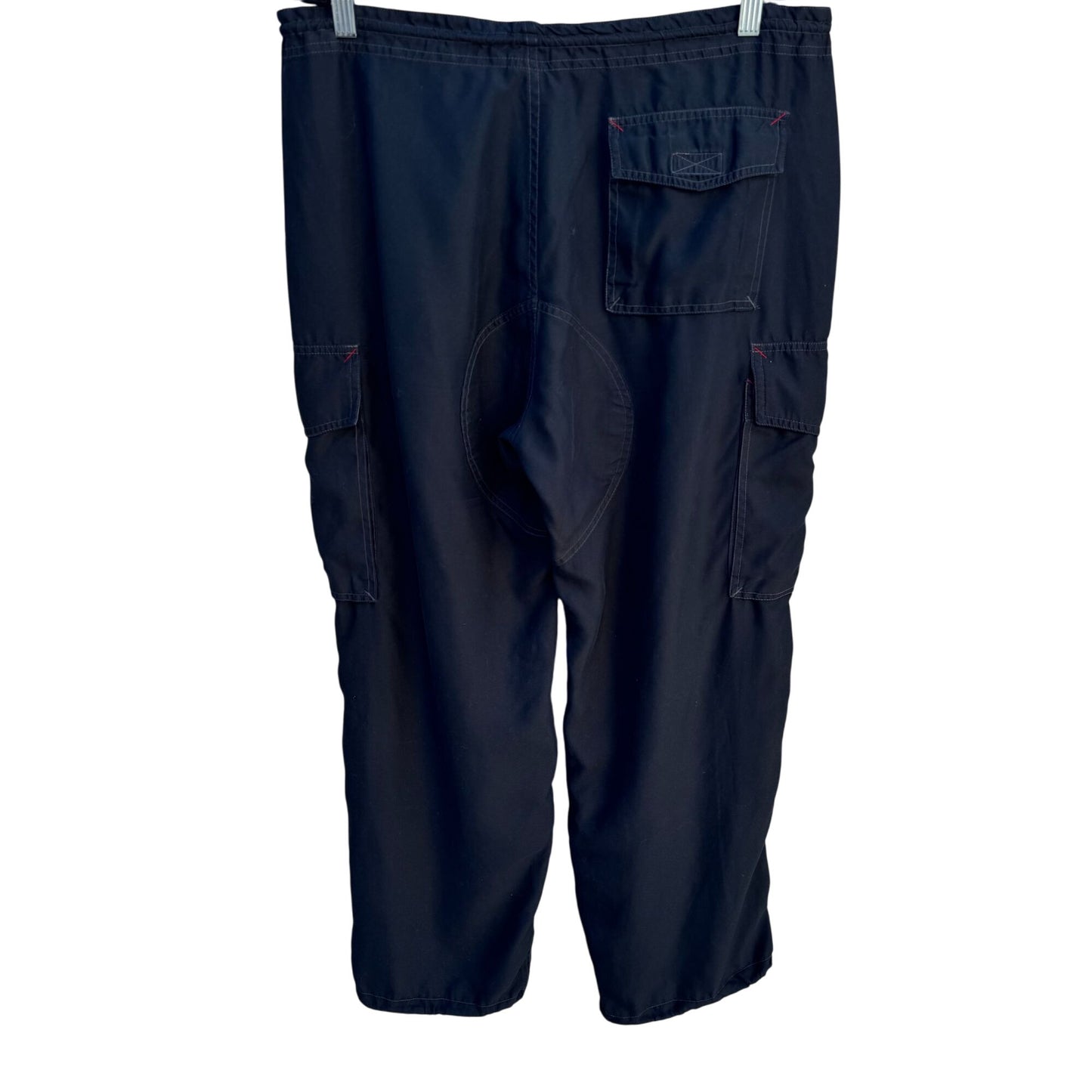 Gap Vintage Mens Black Cargo Baggy Paratrooper Drawstring Waist Parachute Pants