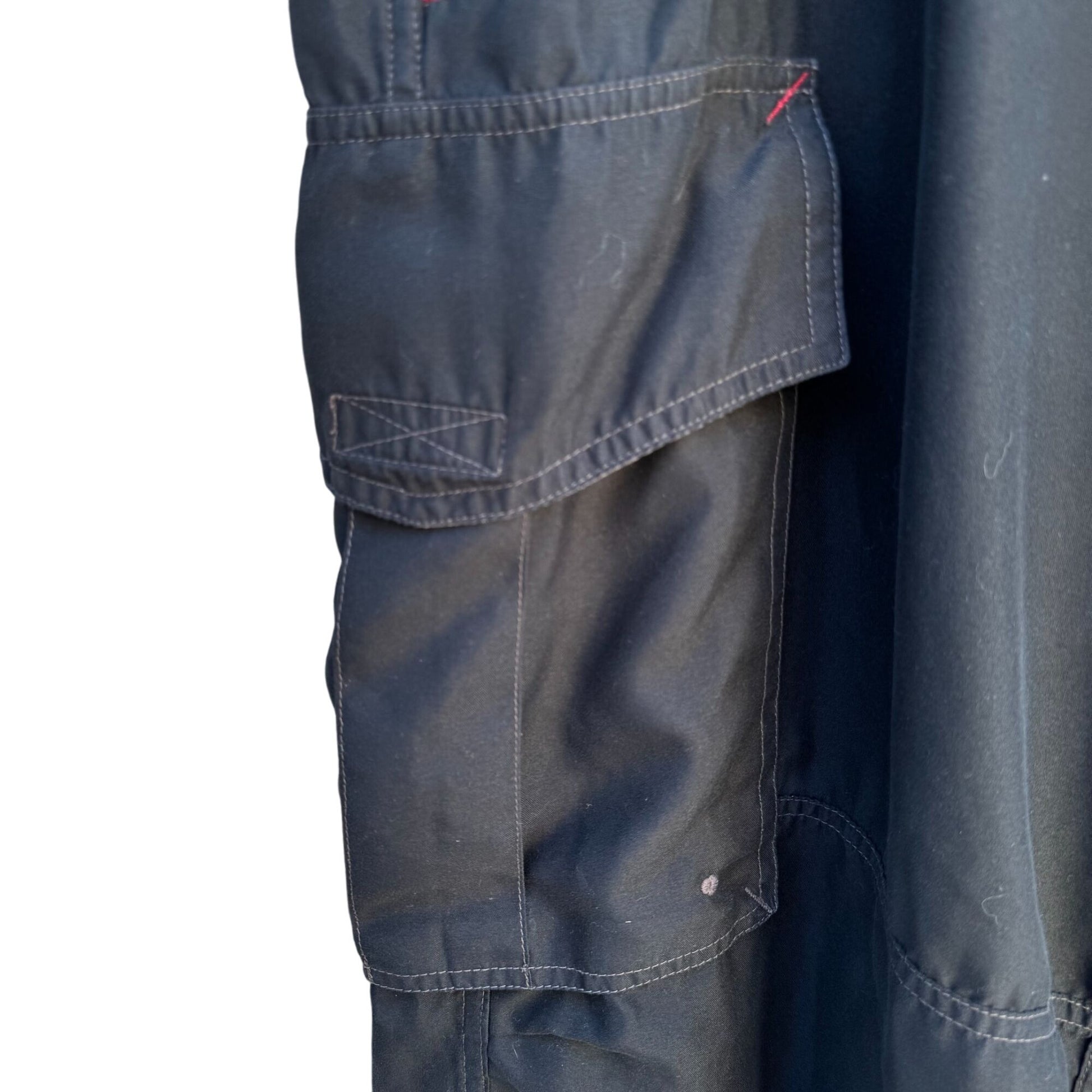 Gap Vintage Mens Black Cargo Baggy Paratrooper Drawstring Waist Parachute Pants