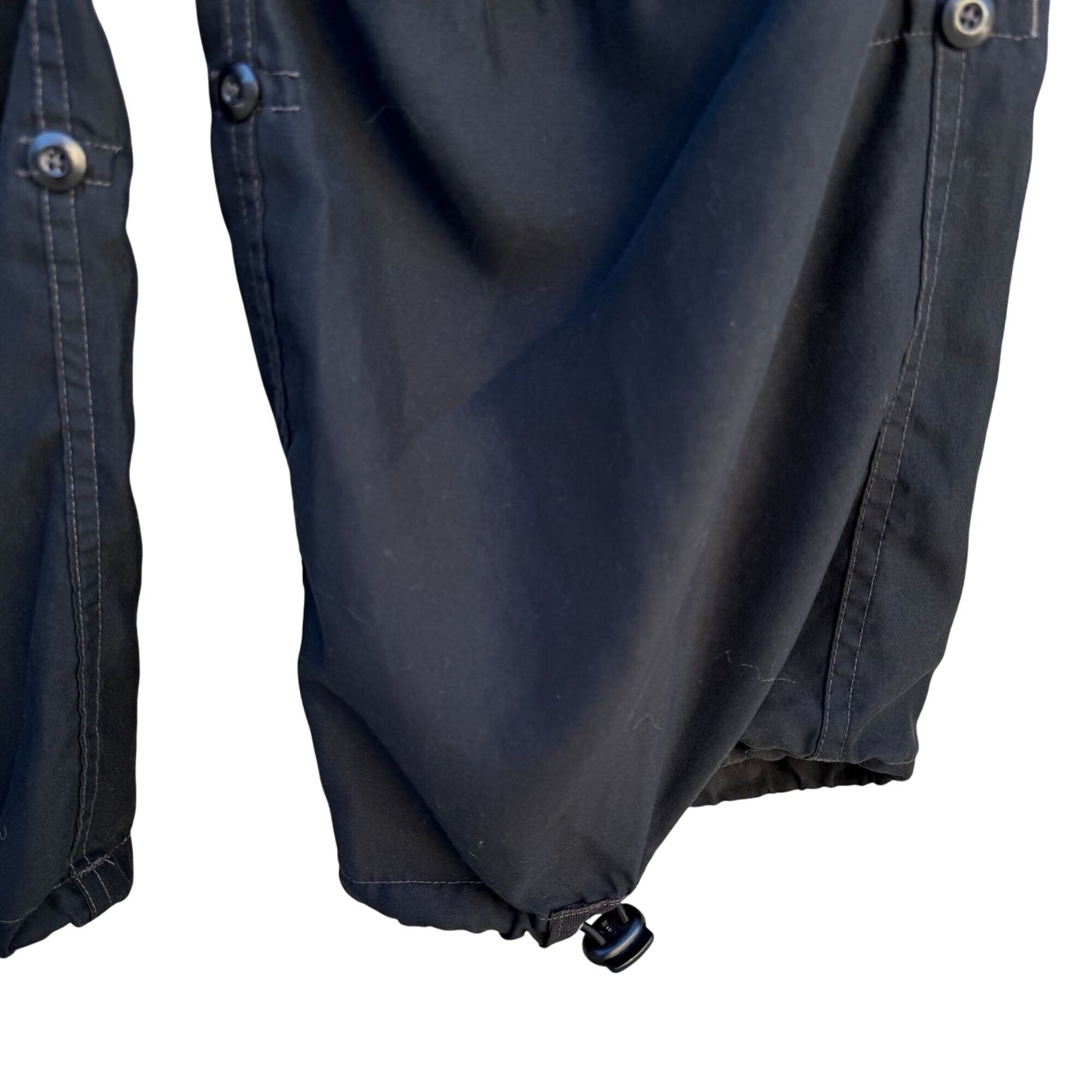 Gap Vintage Mens Black Cargo Baggy Paratrooper Drawstring Waist Parachute Pants