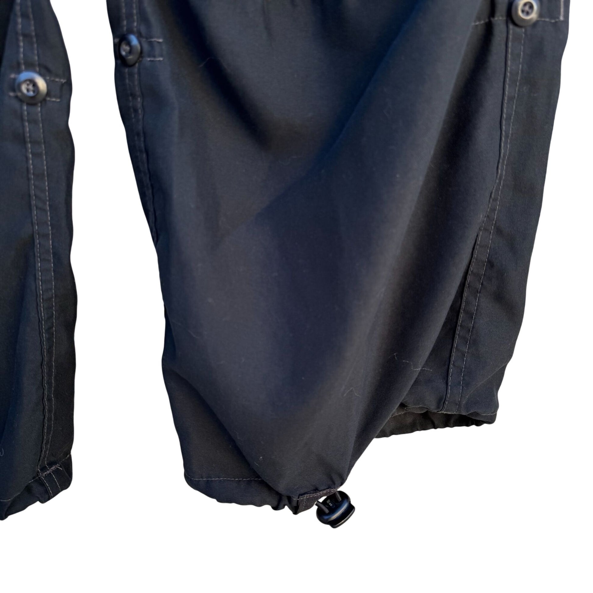 Gap Vintage Mens Black Cargo Baggy Paratrooper Drawstring Waist Parachute Pants