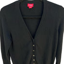 Switch Halogen 100% Cashmere V-Neck Button Up Old Money Cardigan Sweater Womens M Black 3 image