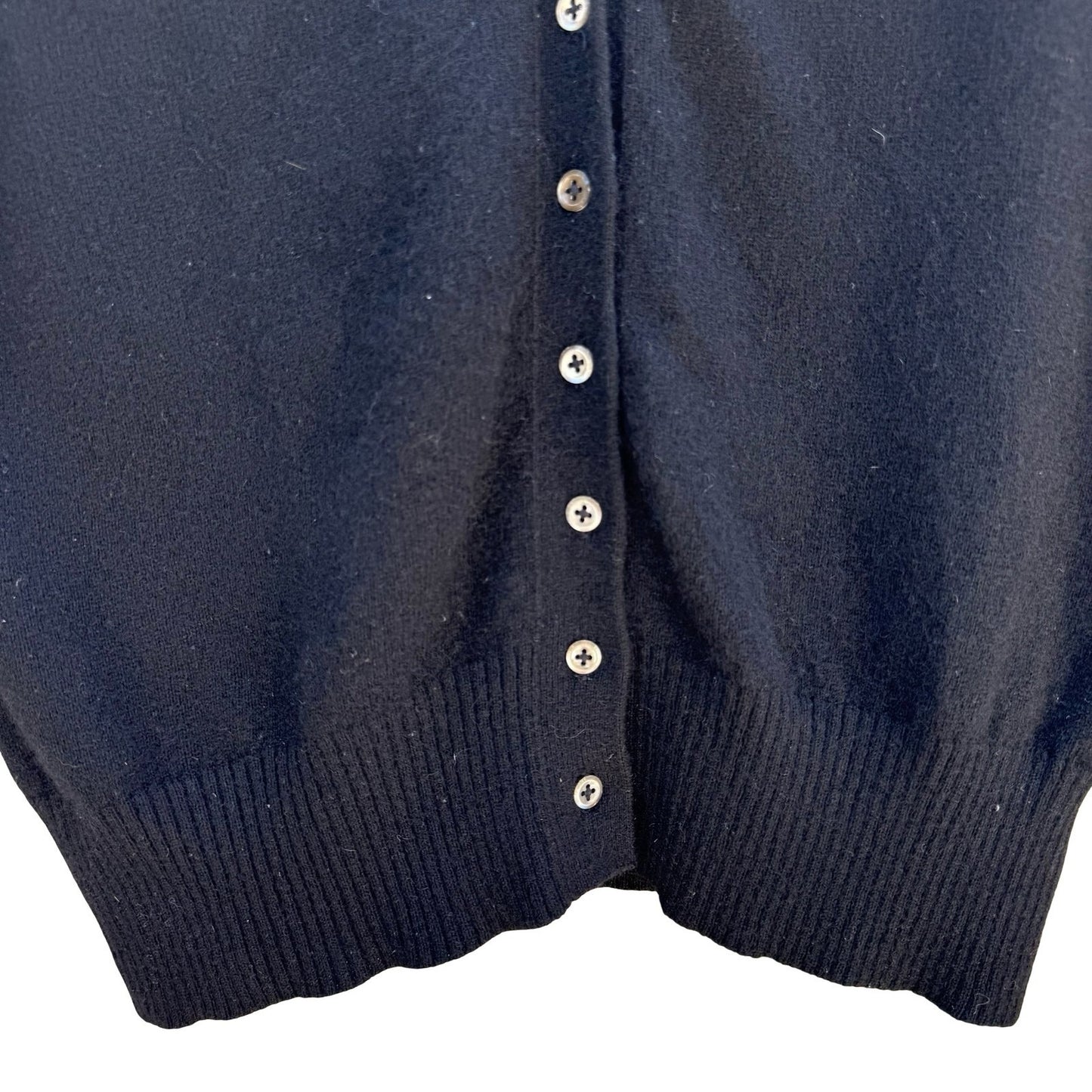 Halogen 100% Cashmere V-Neck Button Up Old Money Cardigan Sweater Womens M Black