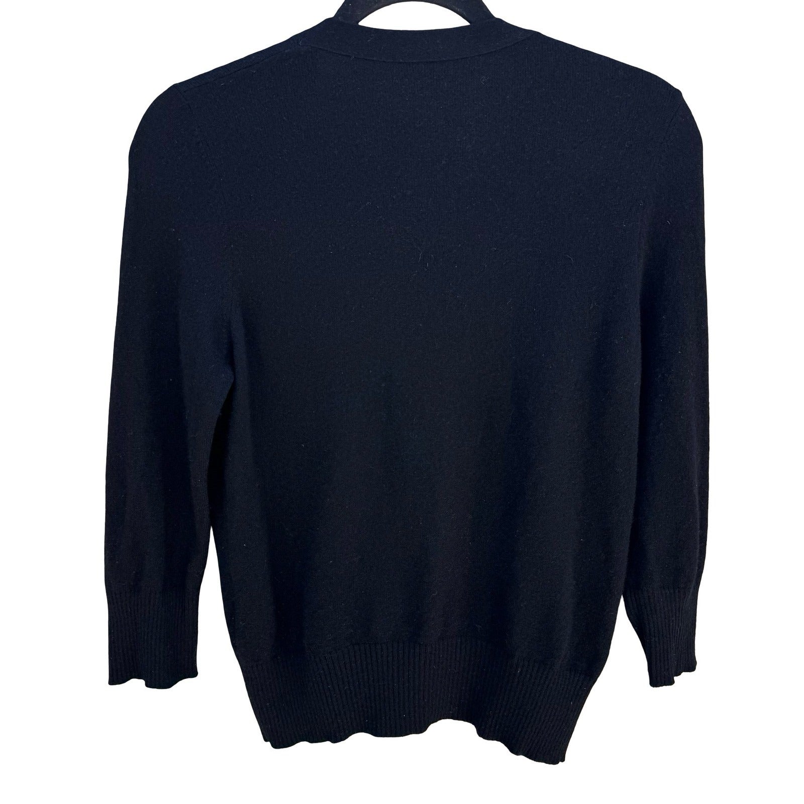 Halogen 100% Cashmere V-Neck Button Up Old Money Cardigan Sweater Womens M Black