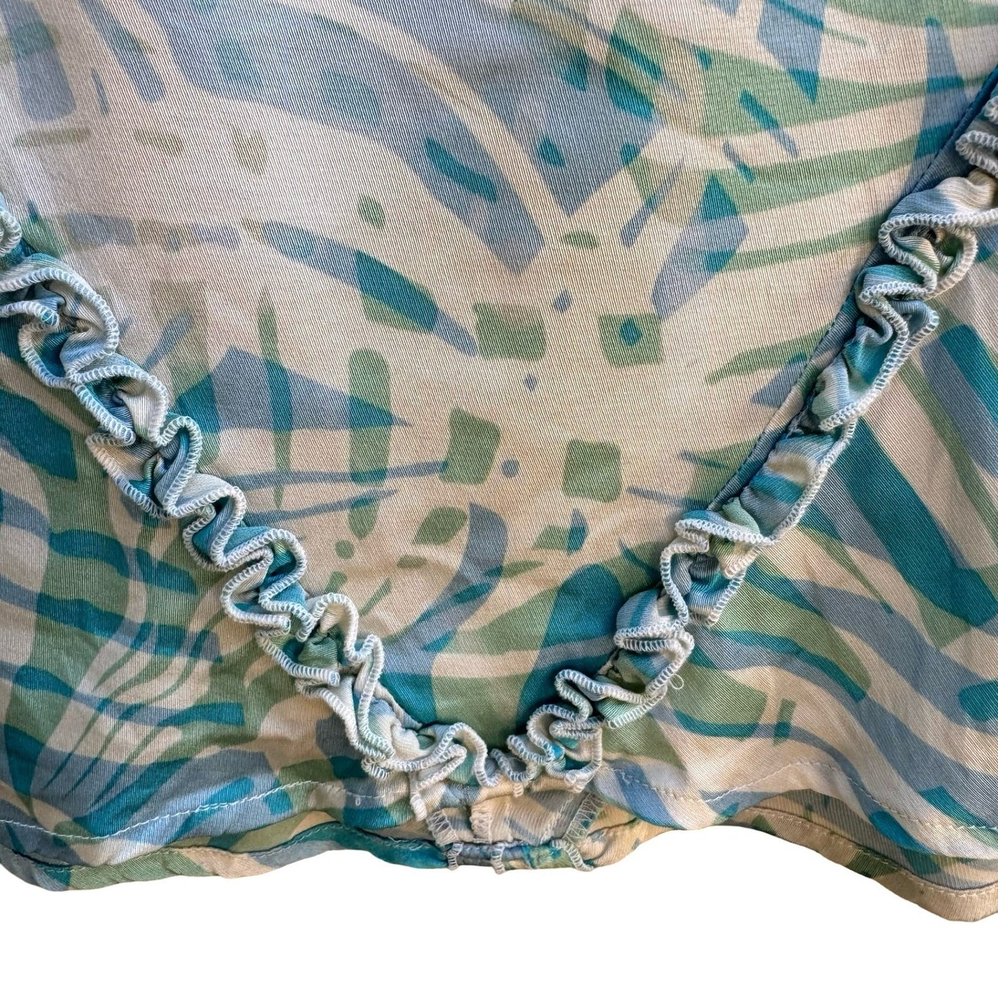 Filippa Y2K Coatal Resortwear Tropical Boho Palm Leaf Silk Blend Ruffle Skirt 2
