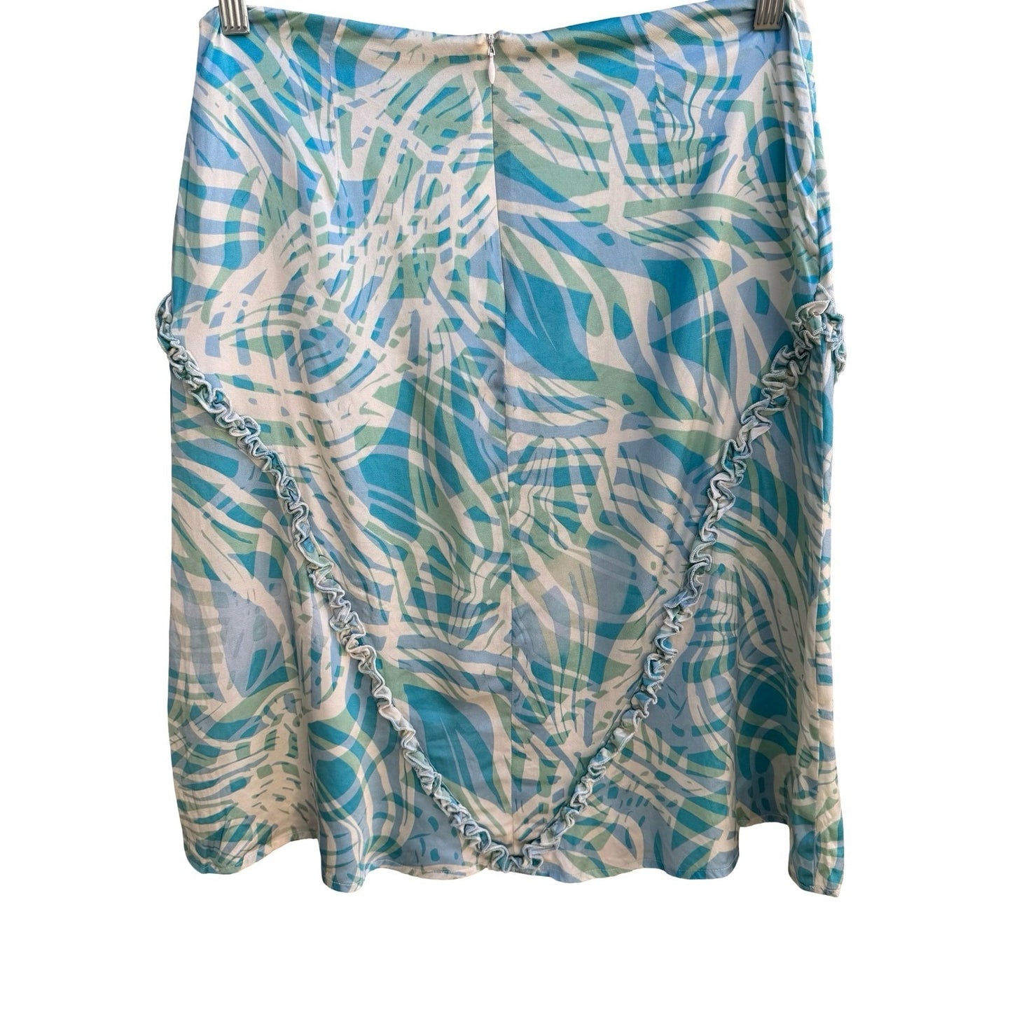 Filippa Y2K Coatal Resortwear Tropical Boho Palm Leaf Silk Blend Ruffle Skirt 2