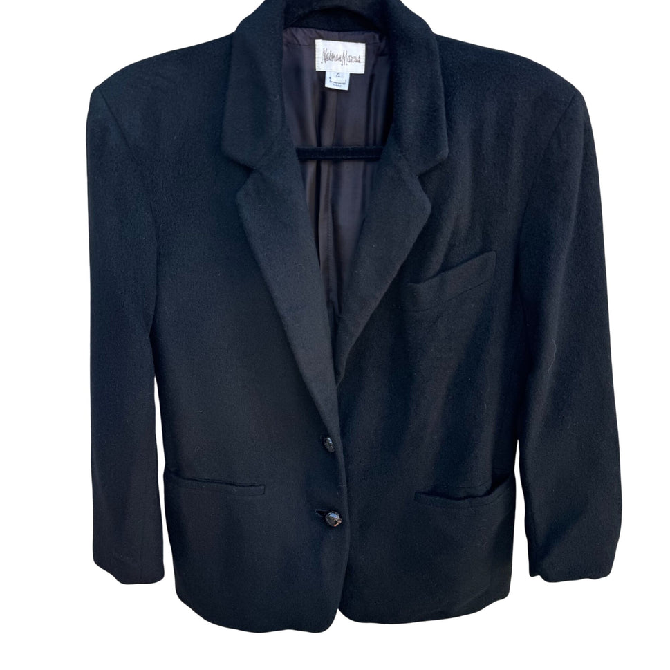 Neiman Marcus Vintage Womens Black Luxury Cashmere Old Money Blazer Jacket 4