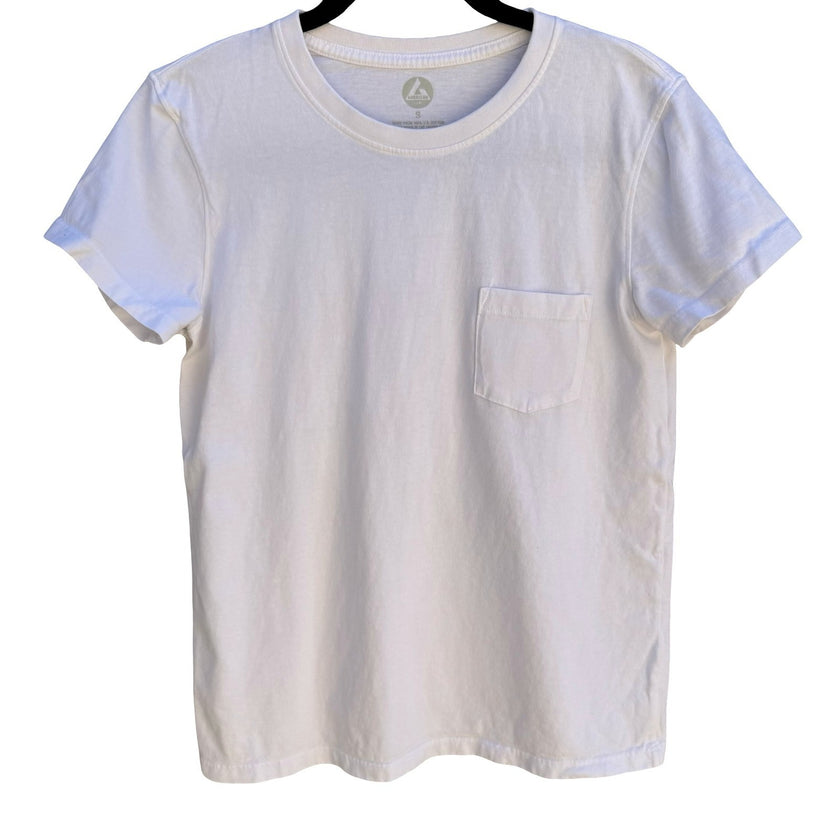 American Giant Minimalist Pocket Tee 100% US Sustainable Cotton White Womens S