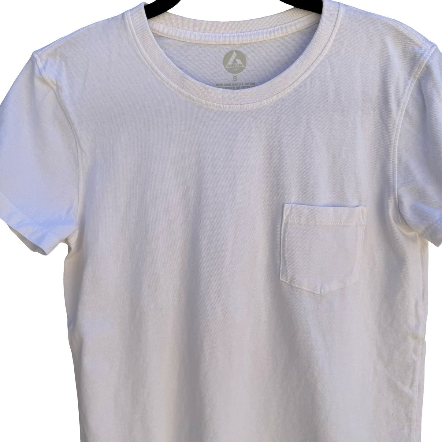 American Giant Minimalist Pocket Tee 100% US Sustainable Cotton White Womens S