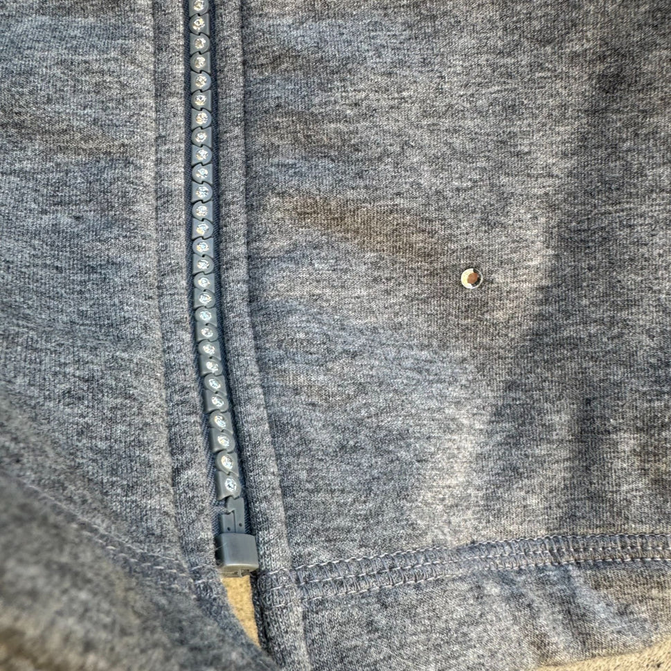 The Quacker Factory Womens Gray Rhinestone Embellished Pocket Zip Jacket New S