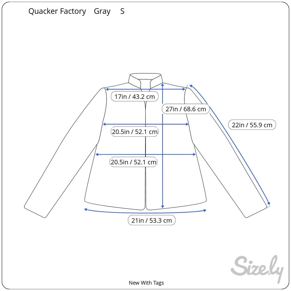 The Quacker Factory Womens Gray Rhinestone Embellished Pocket Zip Jacket New S