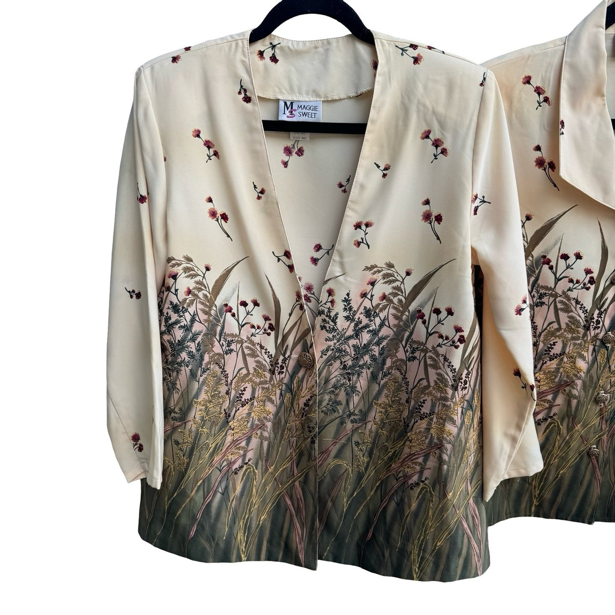 Maggie Sweet Cottagecore 90s Floral Windswept 3pc Skirt Blouse Cardigan Set S
