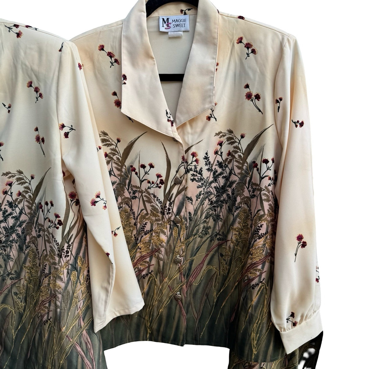 Maggie Sweet Cottagecore 90s Floral Windswept 3pc Skirt Blouse Cardigan Set S