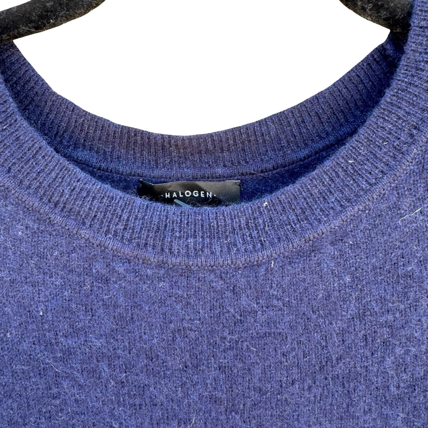 Halogen 100% Cashmere Side Tie Bow Old Money Minimalist Sweater Womens M Navy