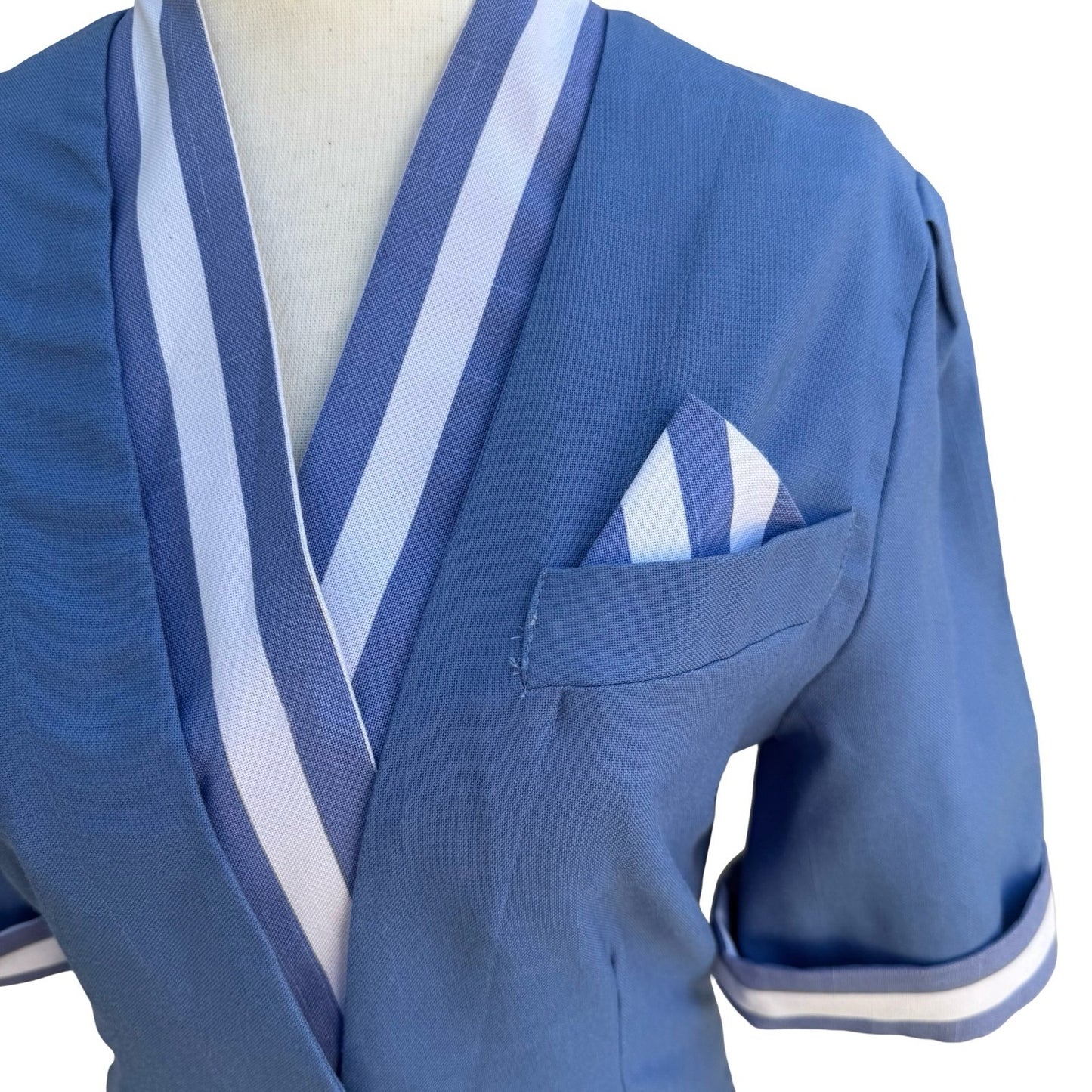 Sunshine Starshine Vintage 80s Retro Nautical Skirt Suit Striped Trim Blue 8