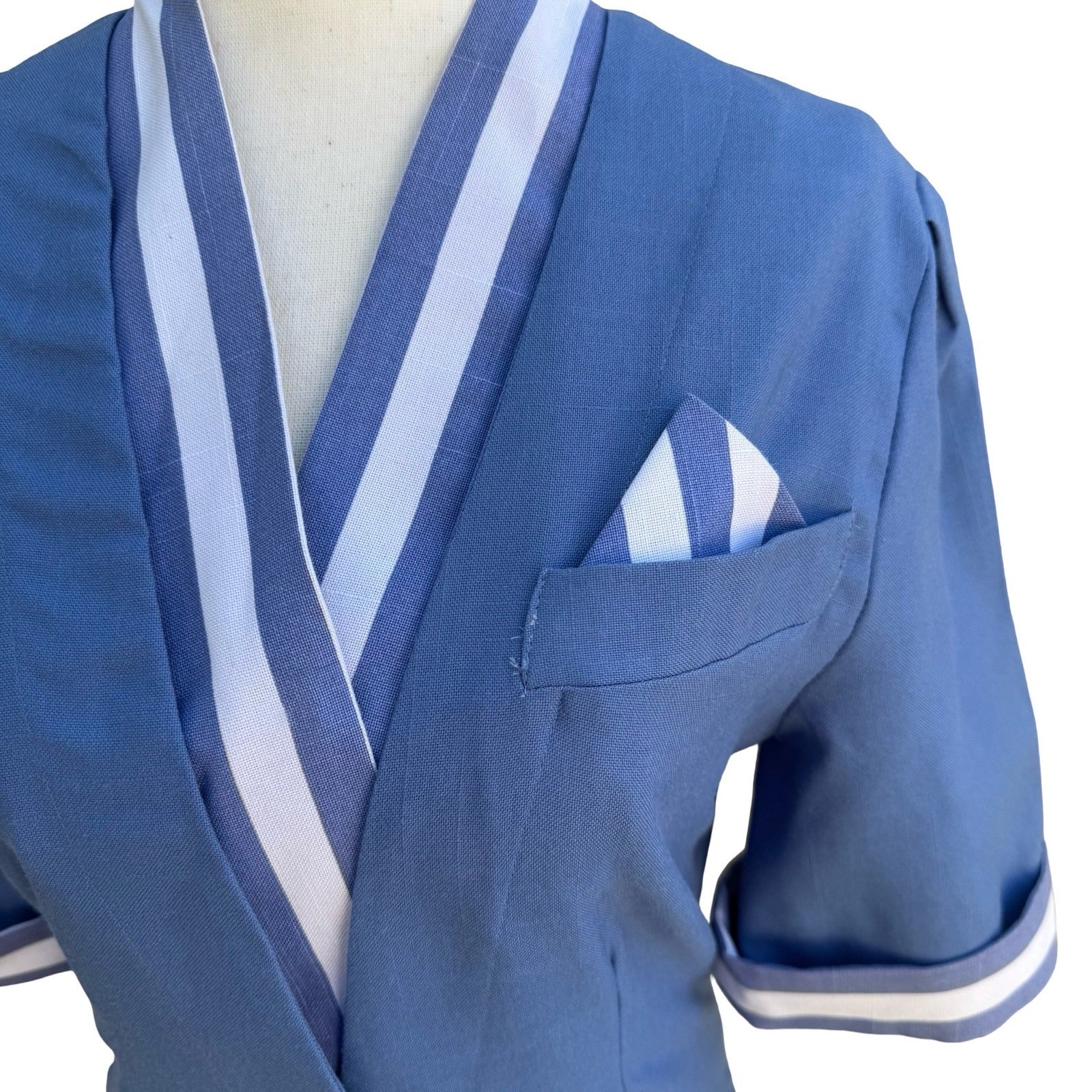 Sunshine Starshine Vintage 80s Retro Nautical Skirt Suit Striped Trim Blue 8