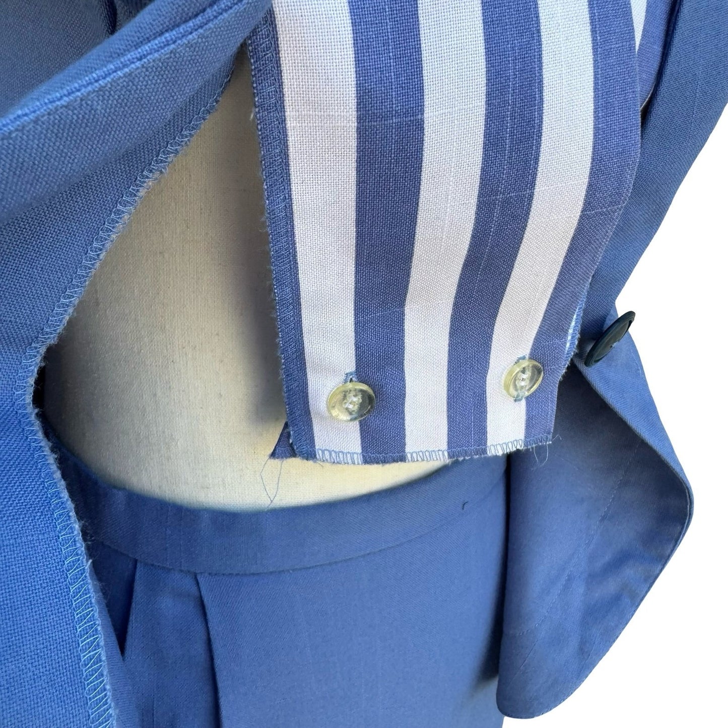 Sunshine Starshine Vintage 80s Retro Nautical Skirt Suit Striped Trim Blue 8