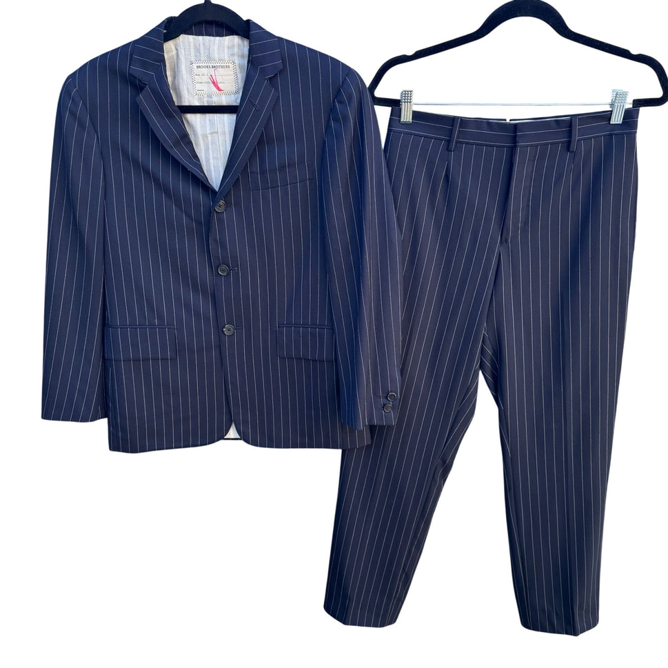 Brooks Brothers Black Fleece 1818 Thom Brown Italian Wool Mens Pinstripe Suit