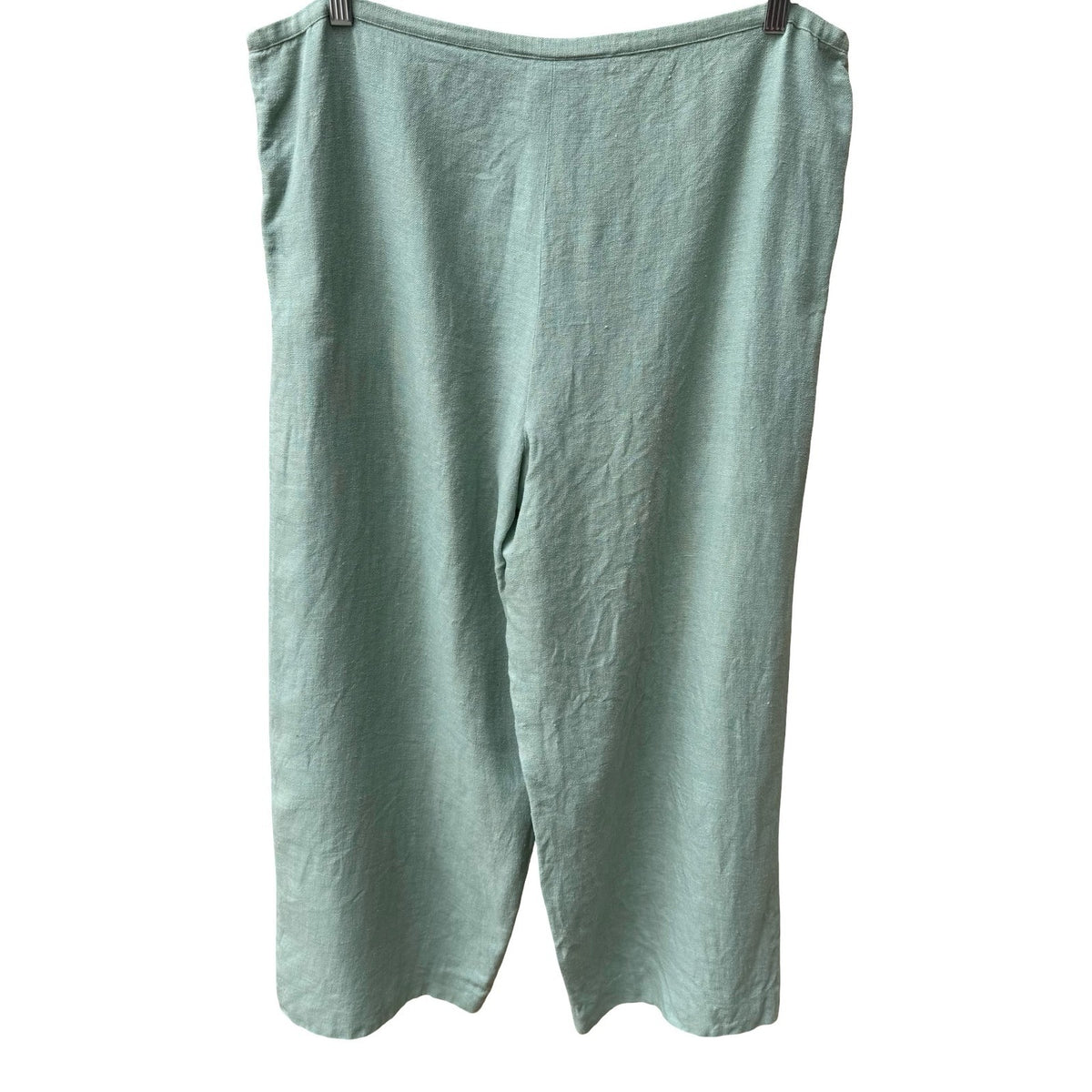 Ellen Tracy Linen Lagenlook Minimalist Drawstring Coastal Crop Wide Leg Pants L