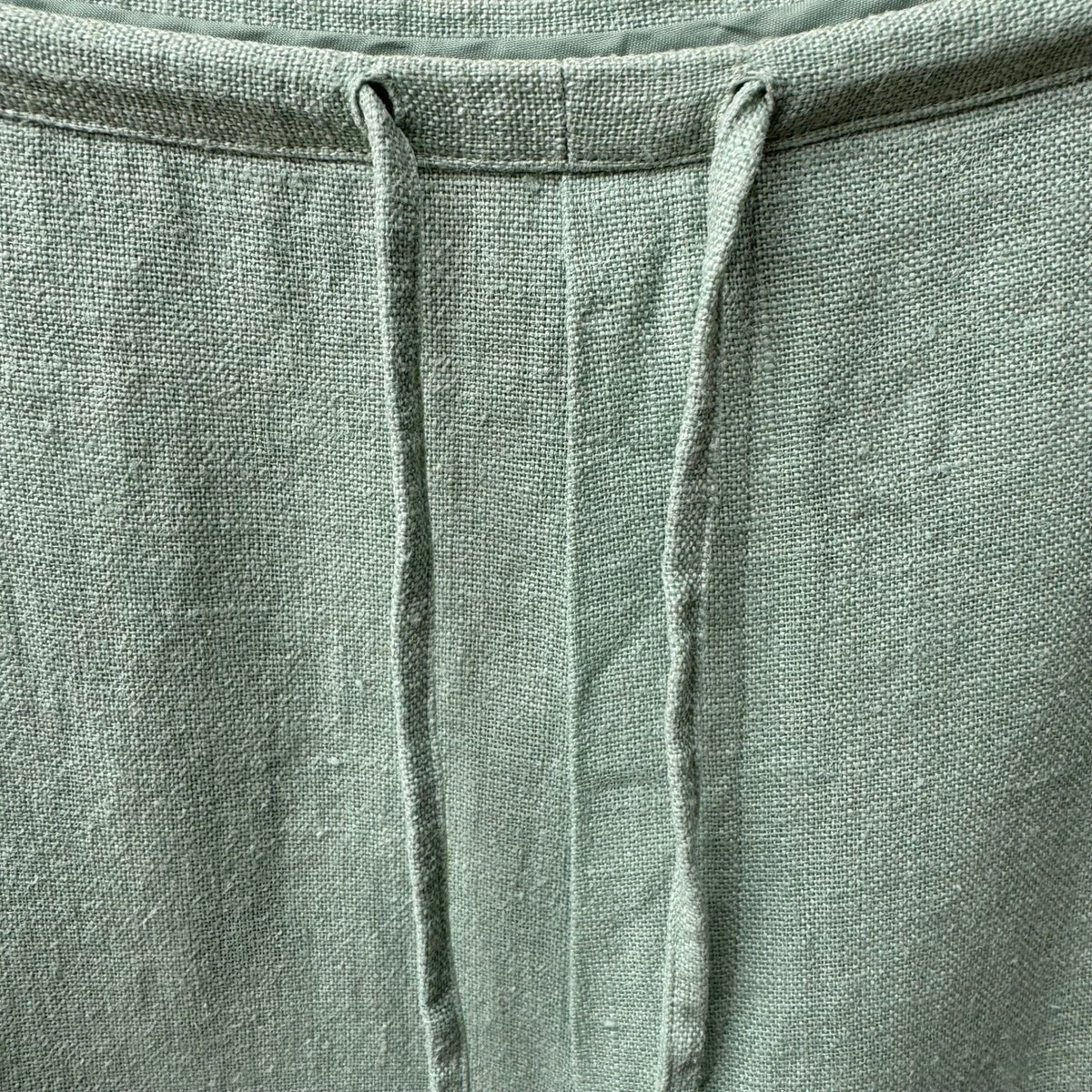 Ellen Tracy Linen Lagenlook Minimalist Drawstring Coastal Crop Wide Leg Pants L