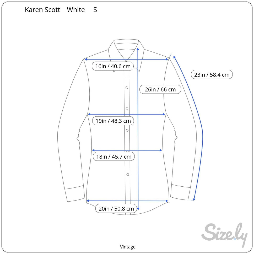 Karen Scott Vintage Womens Button-Up White Woven Long Roll Tab Sleeve Shirt S