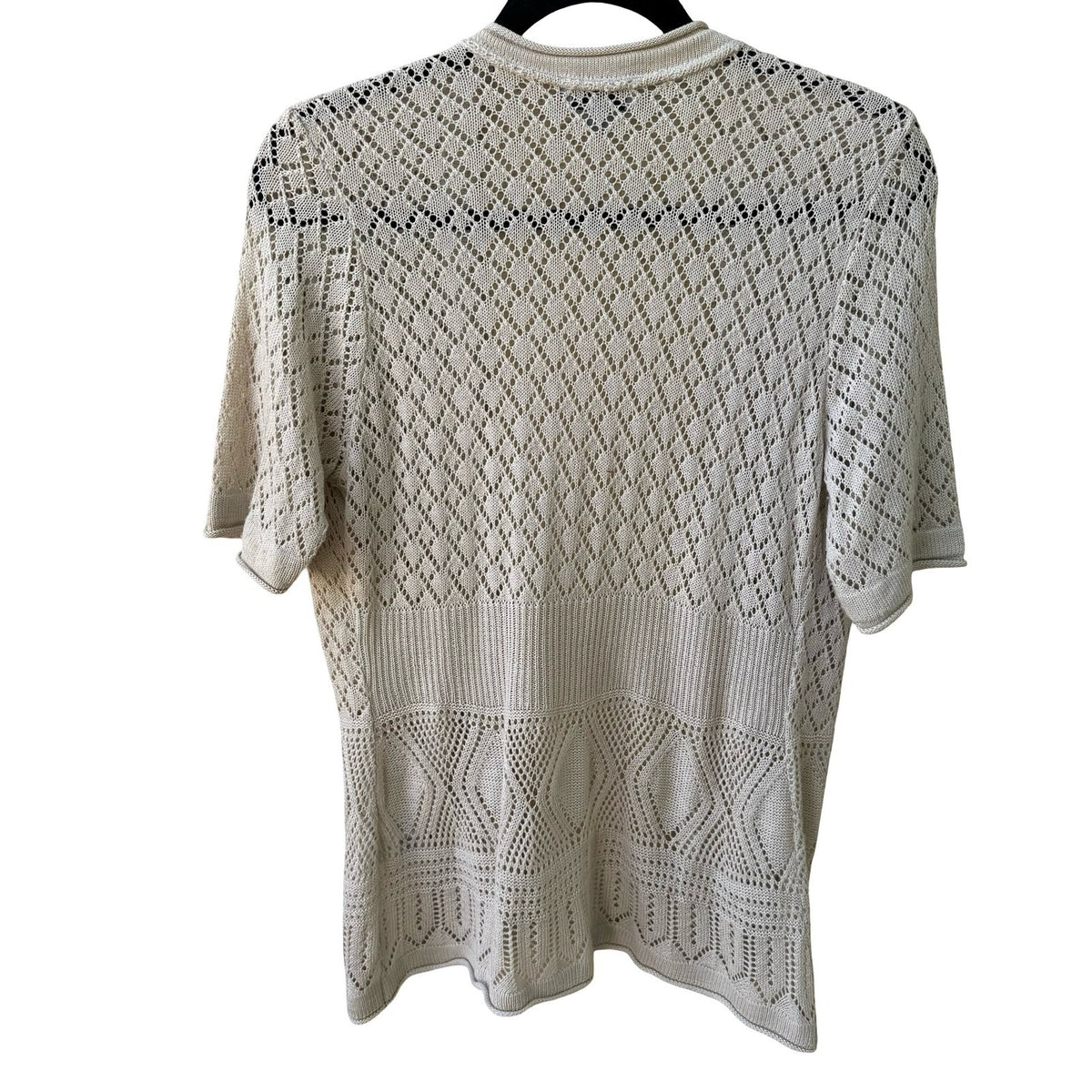 Joseph A Coastal Grandmacore Boho Cottagecore Pointelle Open Front Knit Cardigan
