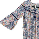 Switch Kandy Kiss Womens Blue Pink Floral Boho 3/4 Bell Sleeve Tassel Detail Blouse XL 3 image