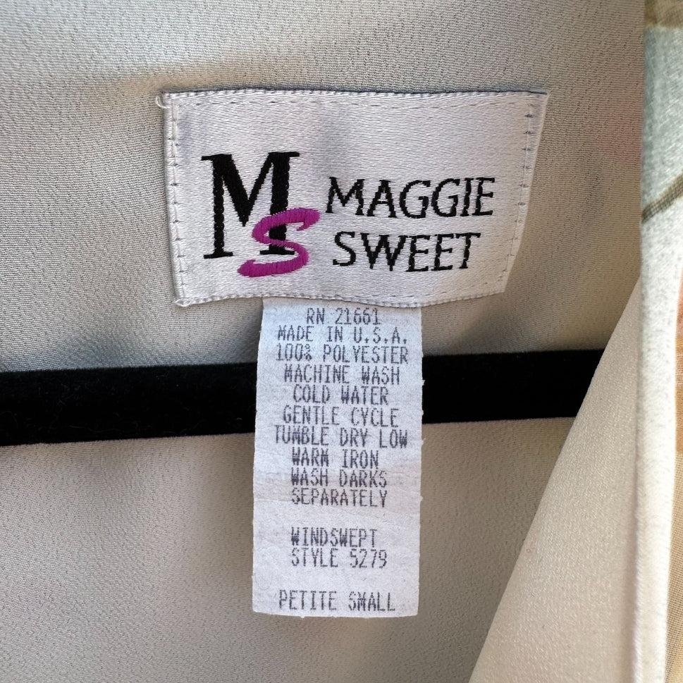 Maggie Sweet Vintage Womens Floral Chiffon V-Neck Short Sleeve Midi Dress PS