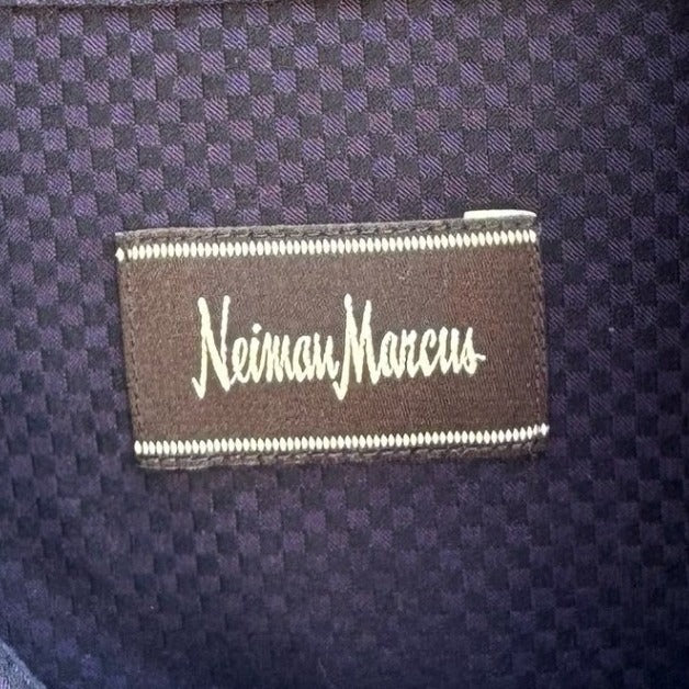 Neiman Marcus Purple Micro Check Quiet Luxury Cotton Old Money Shirt Mens L