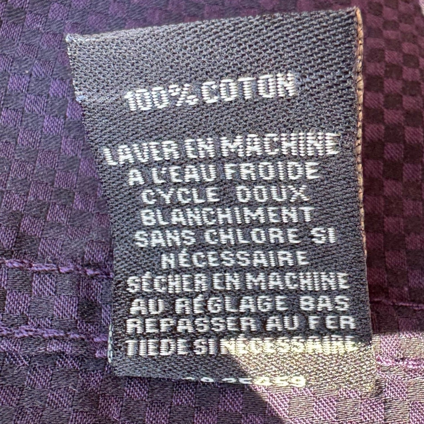 Neiman Marcus Purple Micro Check Quiet Luxury Cotton Old Money Shirt Mens L