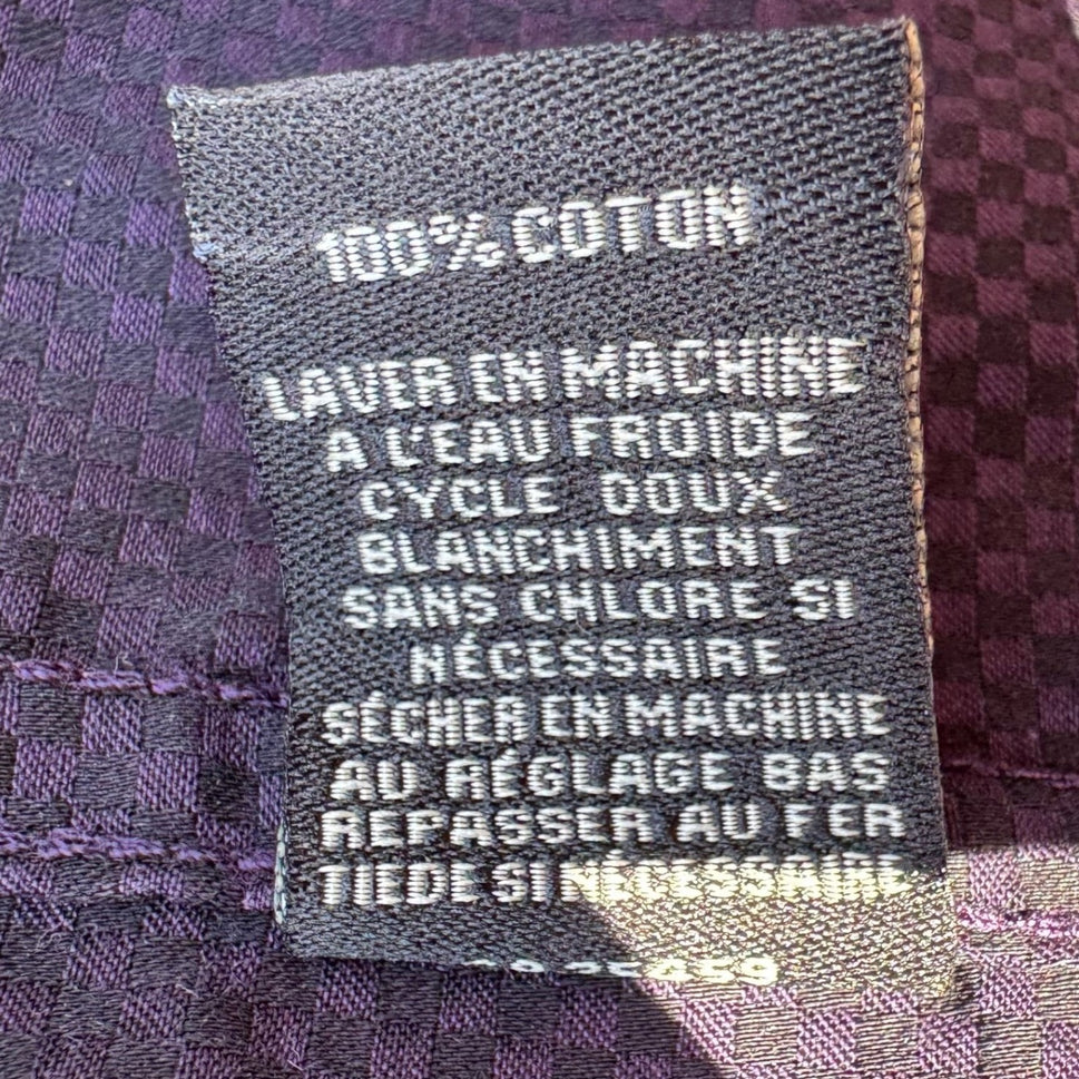 Neiman Marcus Purple Micro Check Quiet Luxury Cotton Old Money Shirt Mens L