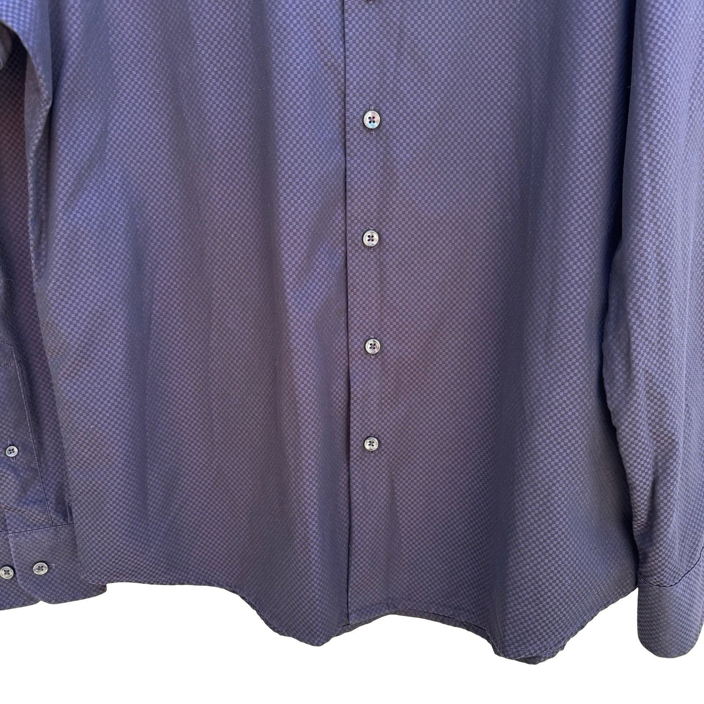 Neiman Marcus Purple Micro Check Quiet Luxury Cotton Old Money Shirt Mens L