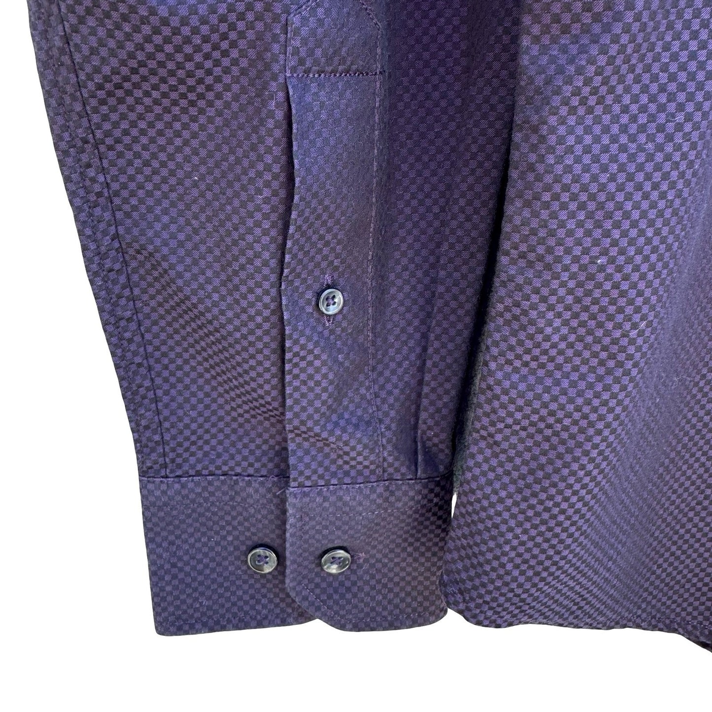 Neiman Marcus Purple Micro Check Quiet Luxury Cotton Old Money Shirt Mens L