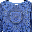 Switch Charter Club Blue Medallion Paisley Mesh 3/4 Sleeve Top PL Boho Preppy Coastal 3 image