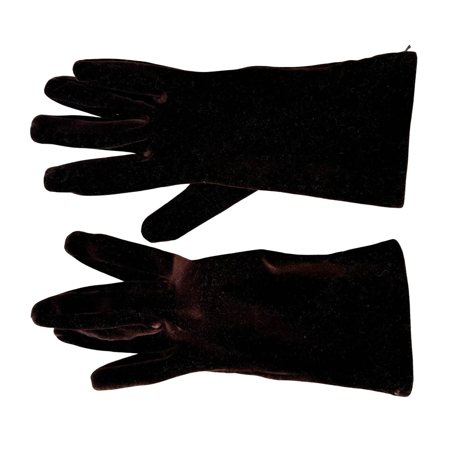 Portolano Vintage Goth Melba Brown Velvet Stretch Wrist Length Evening Gloves