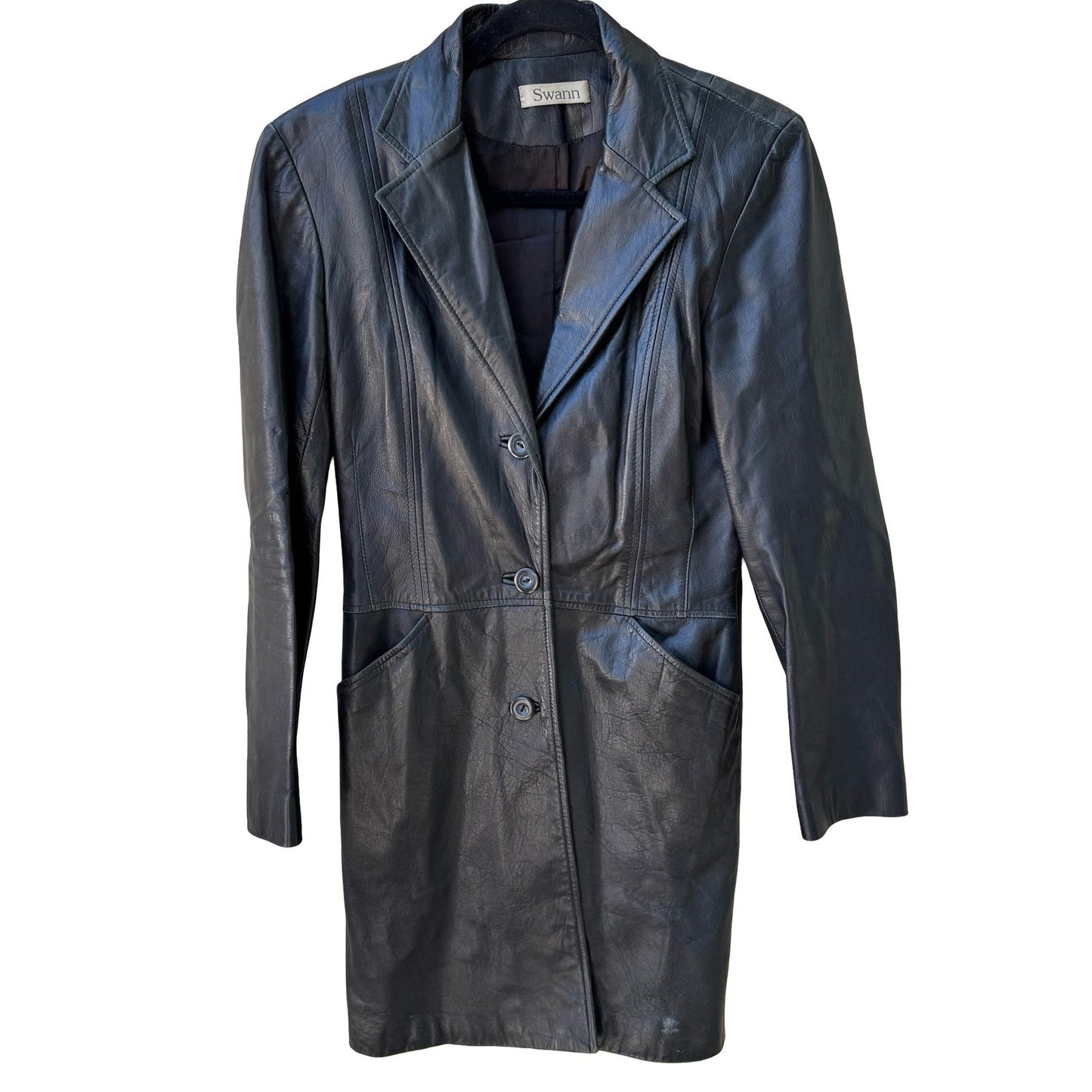 Swann Antonia Rovira Vintage 90s Y2K Leather Goth Grunge Minimalist Jacket S