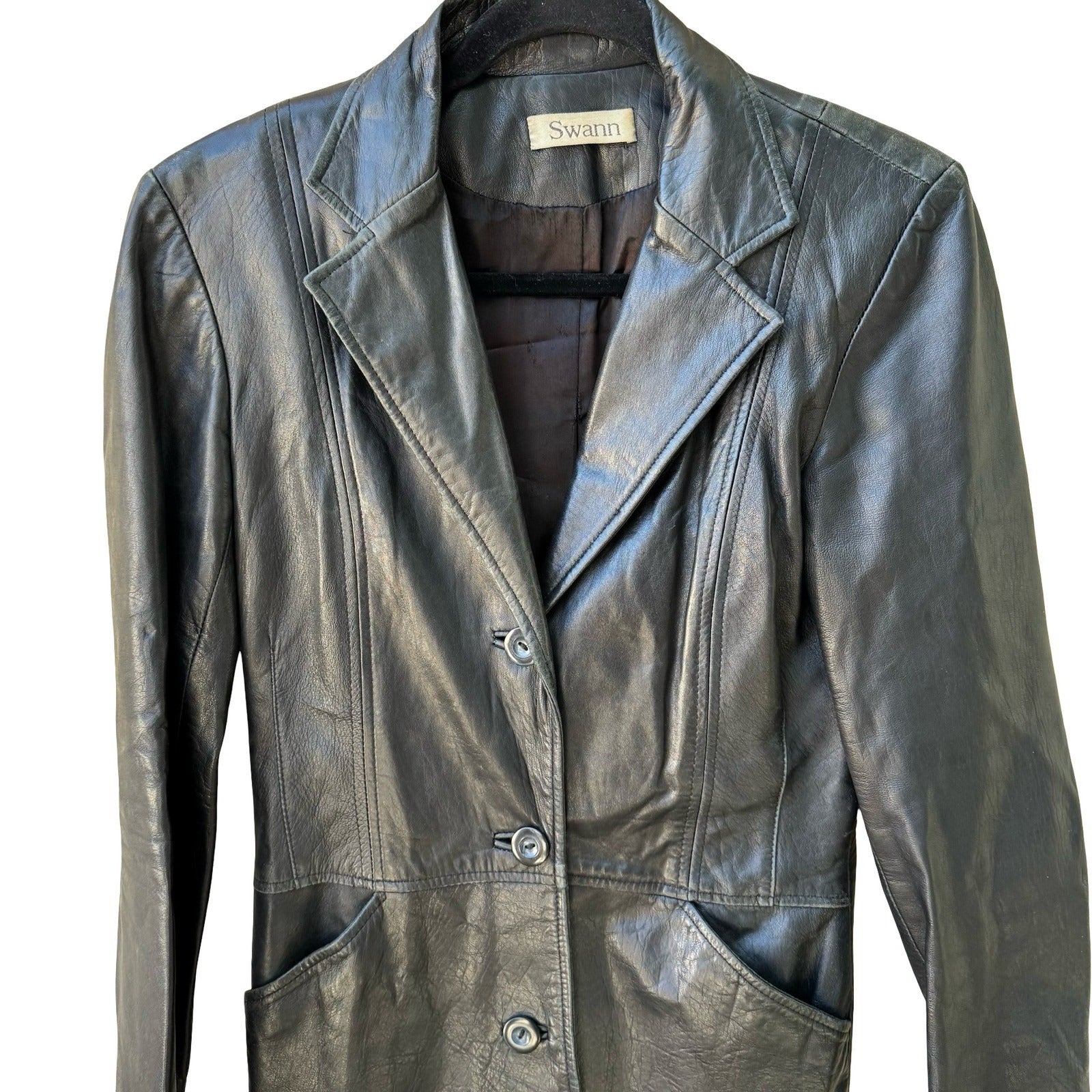 Swann Antonia Rovira Vintage 90s Y2K Leather Goth Grunge Minimalist Jacket S