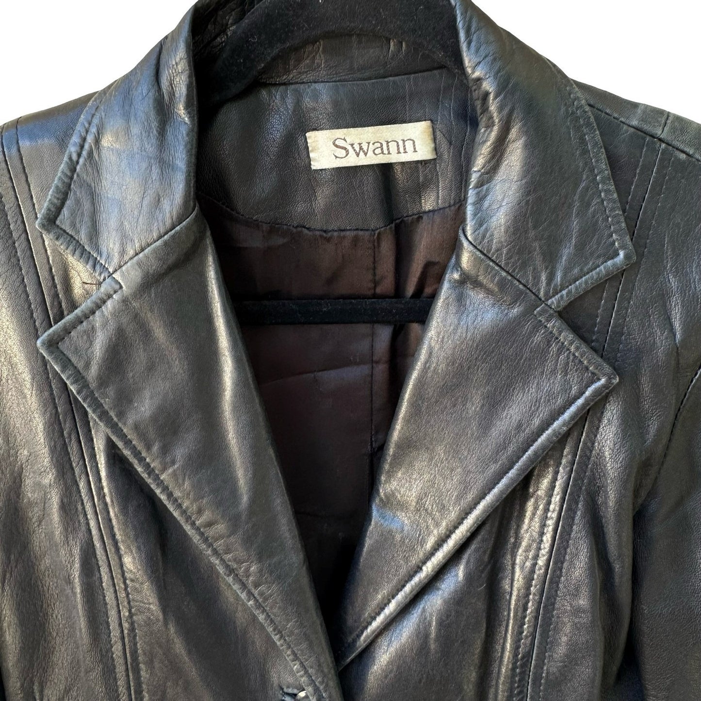 Swann Antonia Rovira Vintage 90s Y2K Leather Goth Grunge Minimalist Jacket S