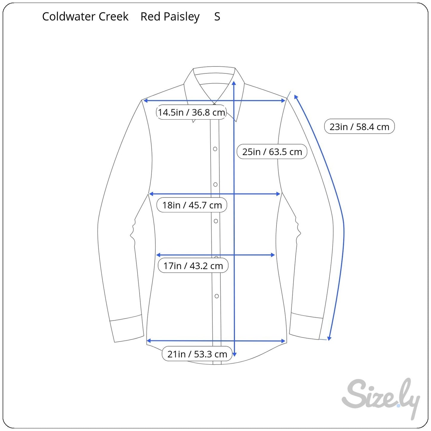 Coldwater Creek Shaped Womens Red Paisley Button-Up Long-Sleeve Shirt Blouse S