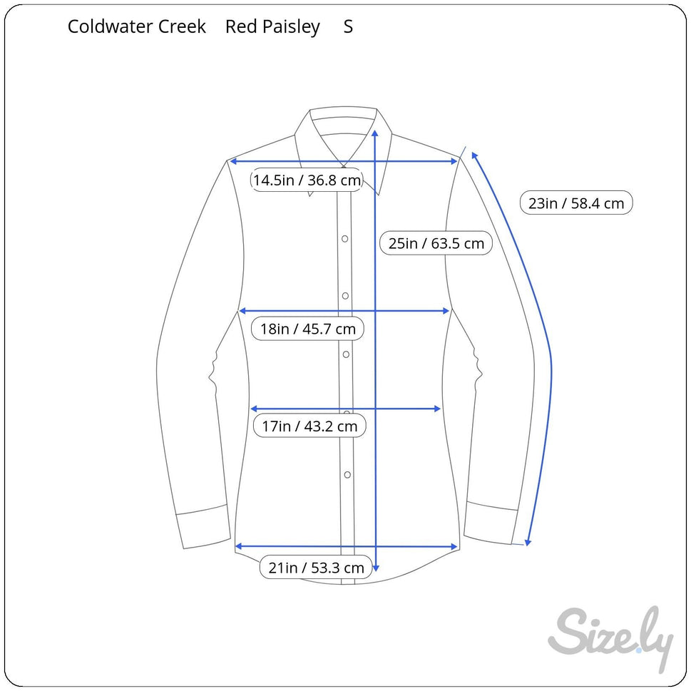 Coldwater Creek Shaped Womens Red Paisley Button-Up Long-Sleeve Shirt Blouse S