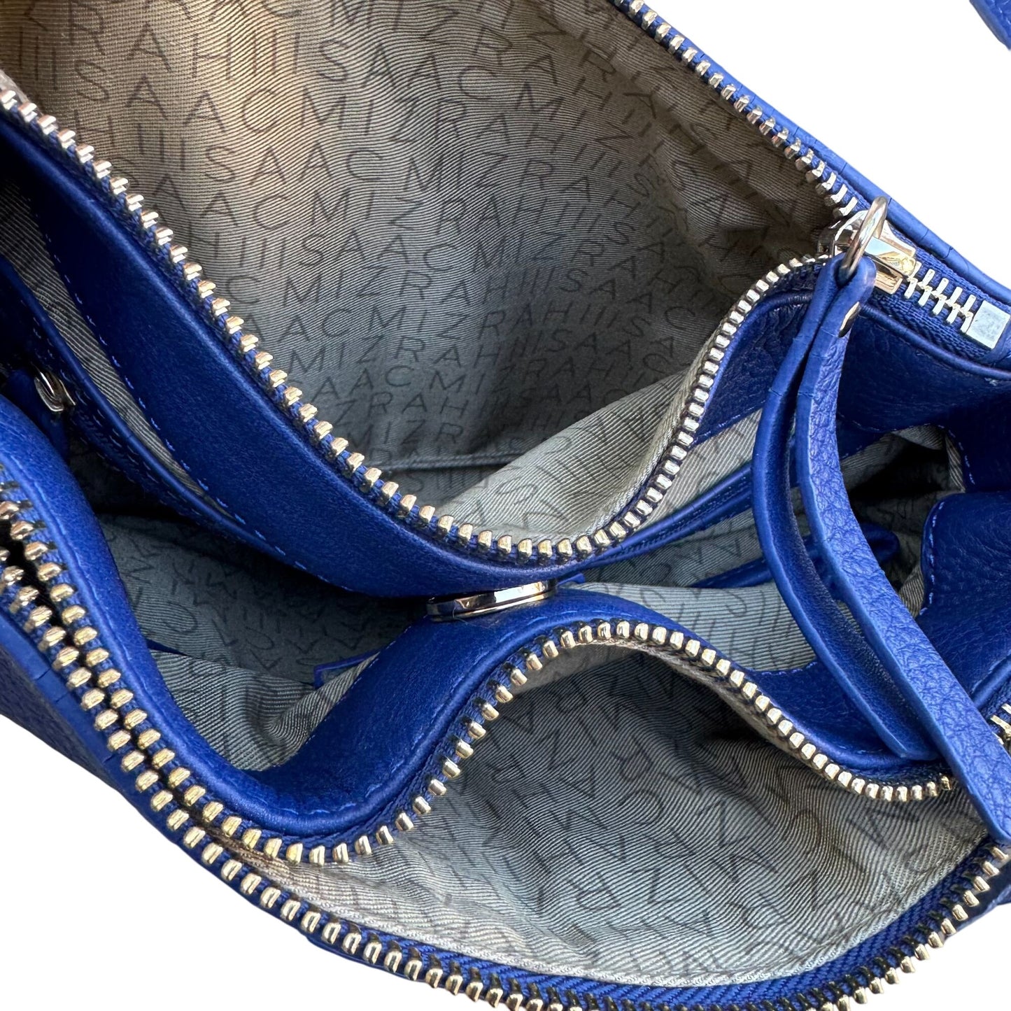 Isaac Mizrahi Crossbody Genuine Leather Bag Blue Tassel Adjustable Strap New