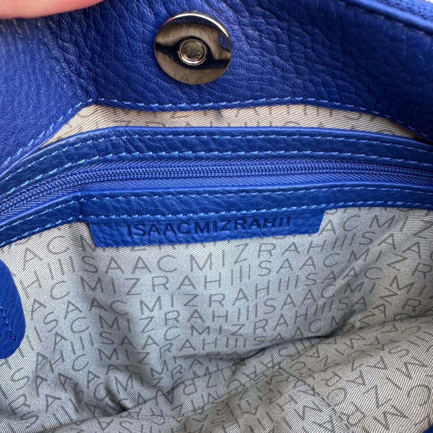 Isaac Mizrahi Crossbody Genuine Leather Bag Blue Tassel Adjustable Strap New