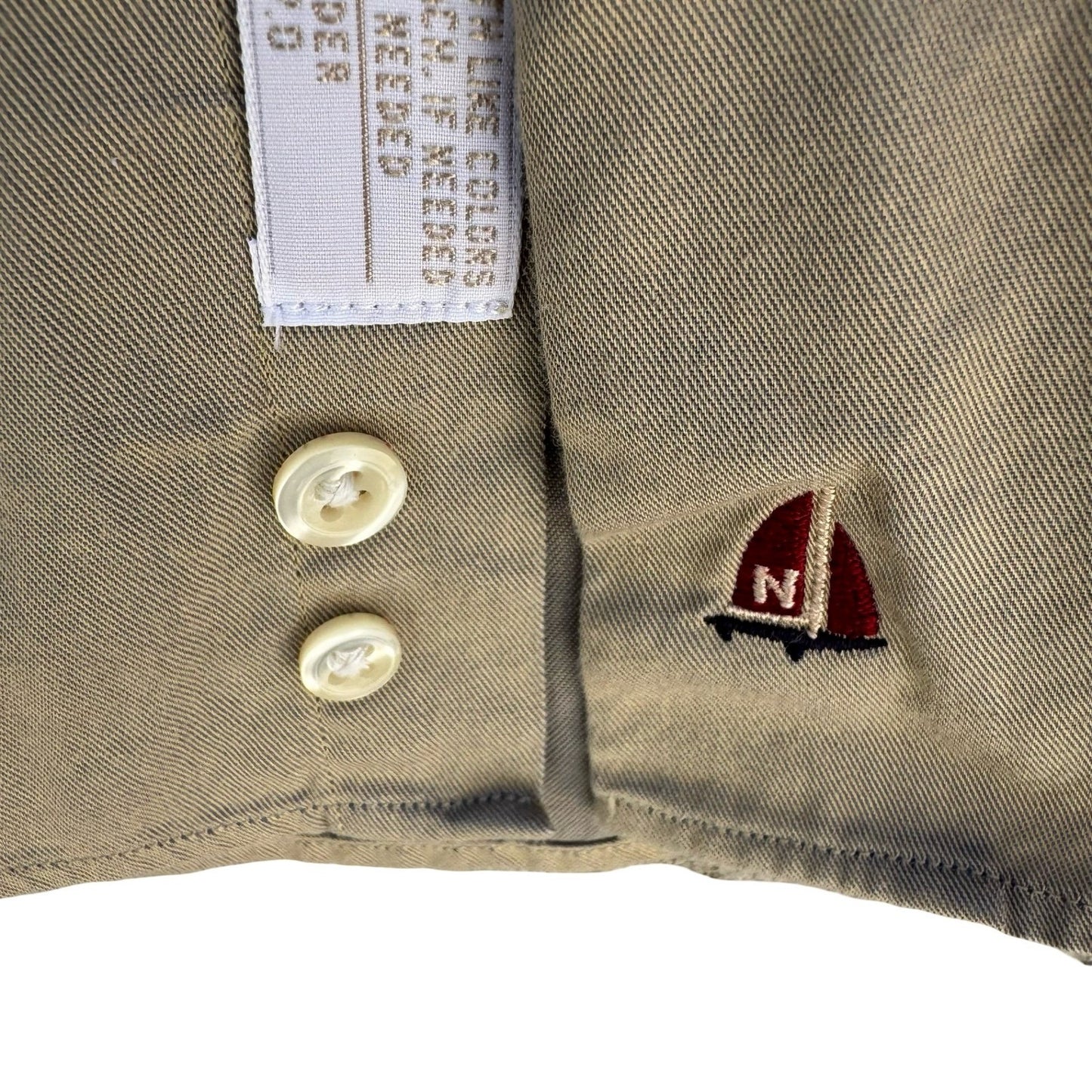 Nordstrom Vintage 90s Preppy Tan Twill Dress Shirt Austrian Cotton Mens 15.5